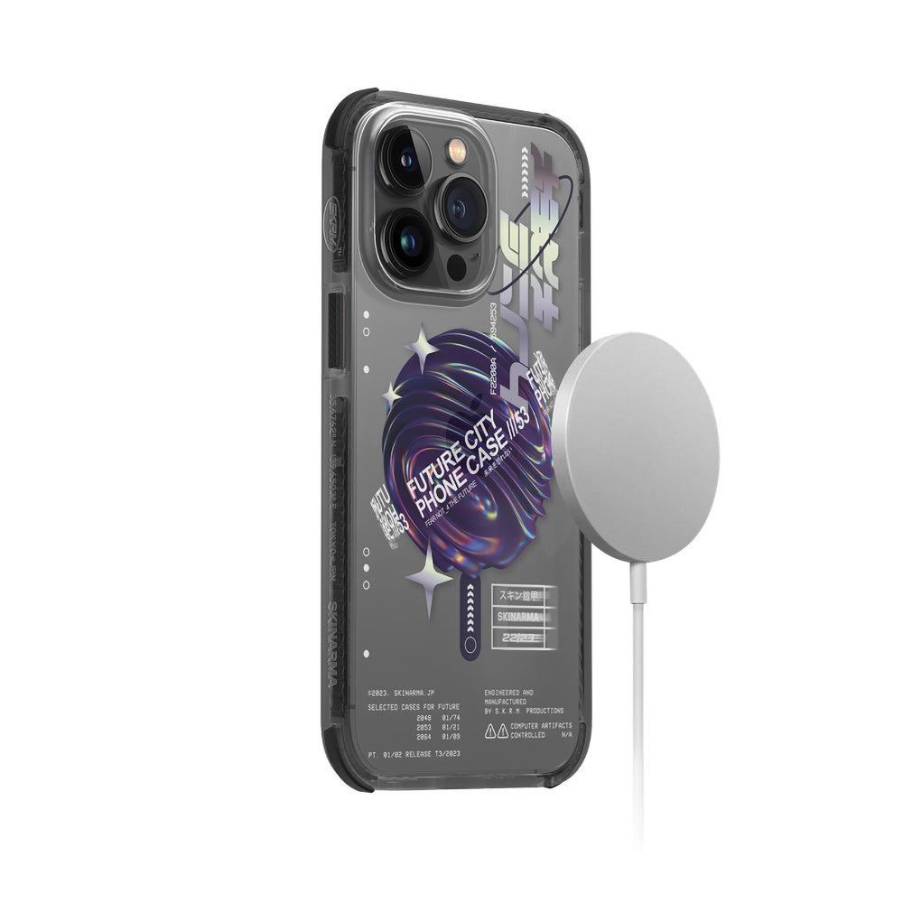 iPhone 14 Pro Kılıf SkinArma Şeffaf Airbag Tasarımlı Magsafe Şarj Özellikli Shorai Kılıf Mor