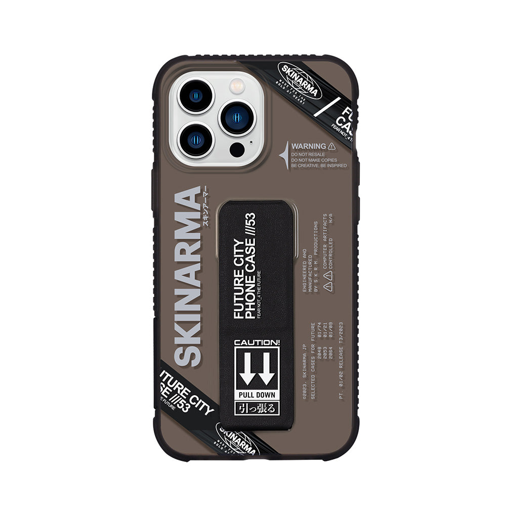 iPhone 14 Pro Kılıf SkinArma Şeffaf Desenli Airbag Tasarımlı Standlı Shimma Kılıf Siyah
