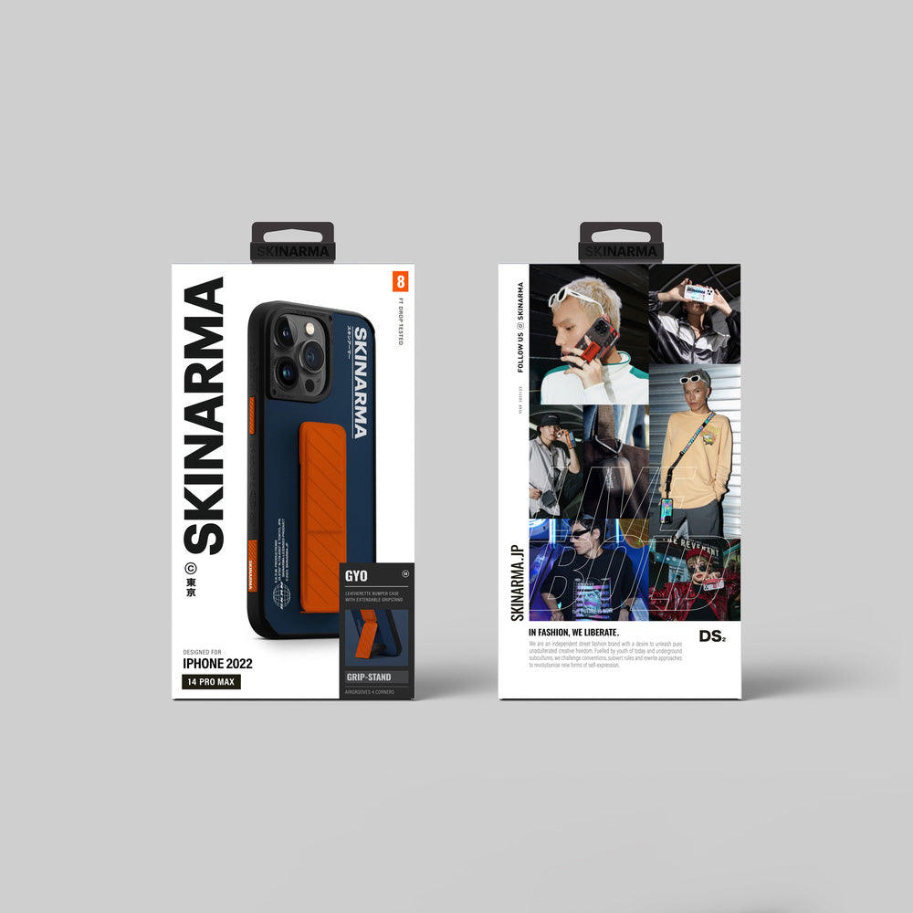 iPhone 14 Pro Kılıf SkinArma Standlı Deri Görünümlü Gyo Kılıf Mavi