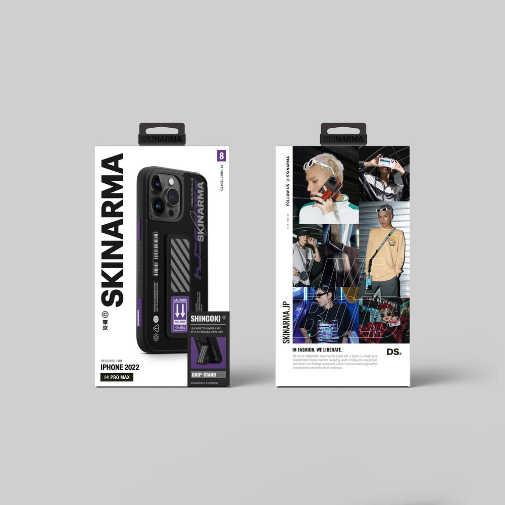 iPhone 14 Pro Kılıf SkinArma Standlı Deri Görünümlü Shingoki Kılıf Mor
