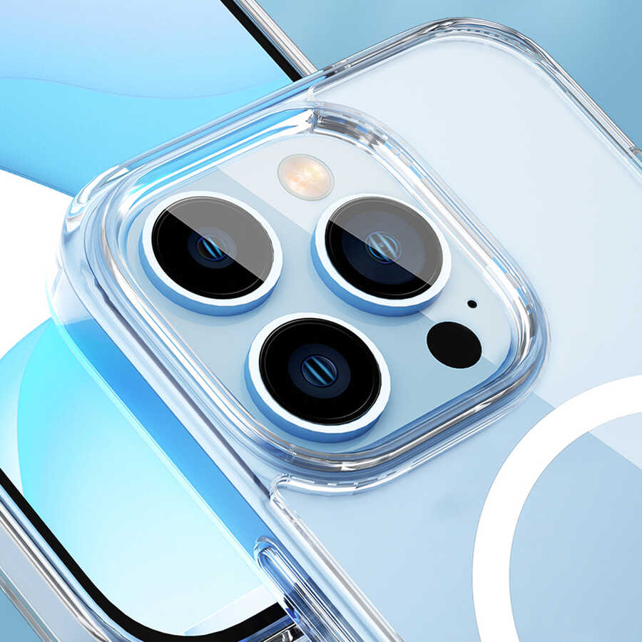 iPhone 14 Pro Kılıf Standlı Magsafe Wireless Şarj Özellikli Wiwu Aurora Serisi Kılıf Renksiz