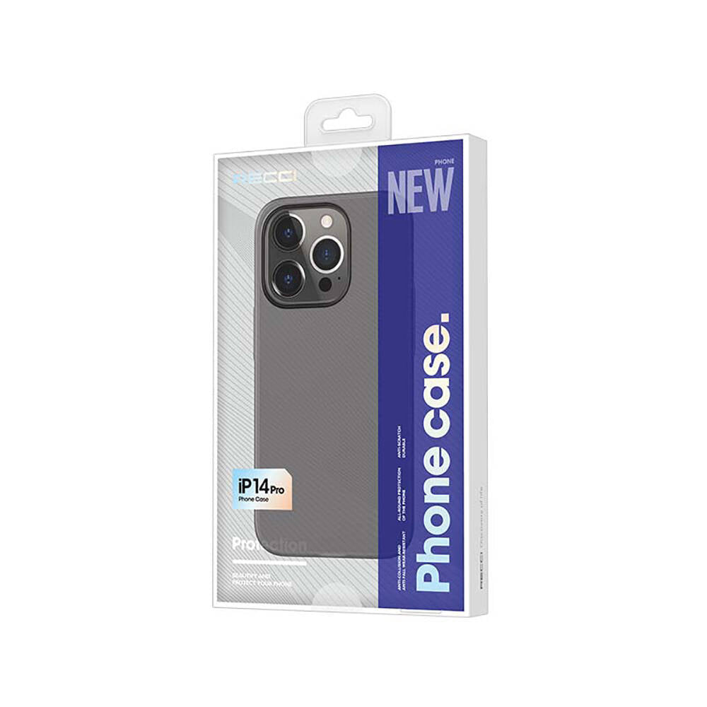 iPhone 14 Pro Kılıf Ultra İnce Mat PC Arka Yüzey Recci Elite Serisi Kılıf Gri