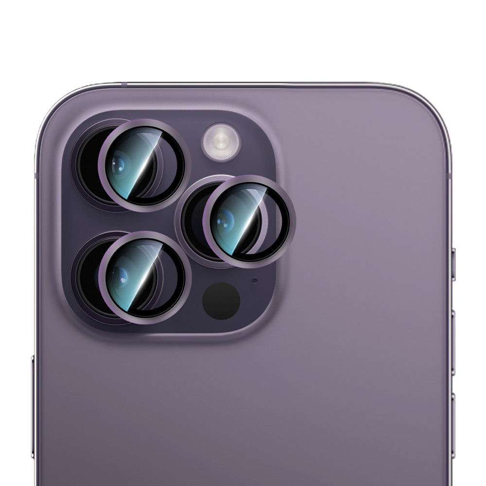 Apple iPhone 14 Pro Max CaseWorld Alloy Serisi Oleofobik Anti Reflective Kamera Lens Koruyucu Mor
