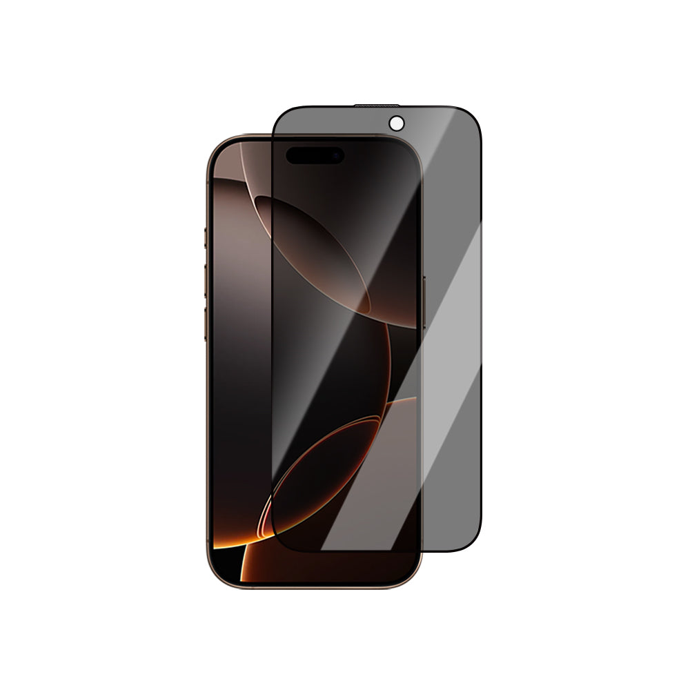Apple iPhone 14 Pro Max CaseWorld Crystal Shadow Serisi Safir Coating 0.15mm 3D Privacy Temperli Cam Ekran Koruyucu Siyah