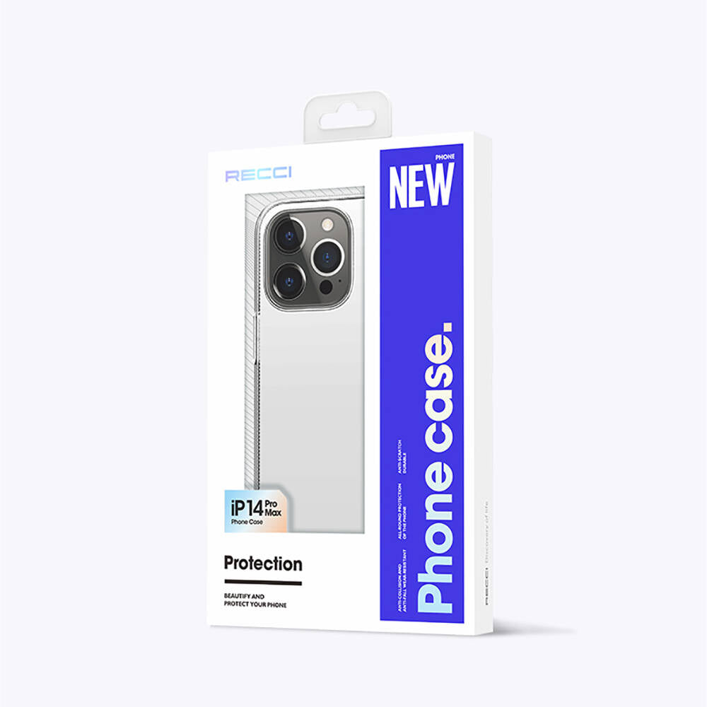 iPhone 14 Pro Max Kılıf Airbagli Şeffaf Darbe Emici Silikon Tasarımlı Recci Clarity Serisi Kılıf Şeffaf