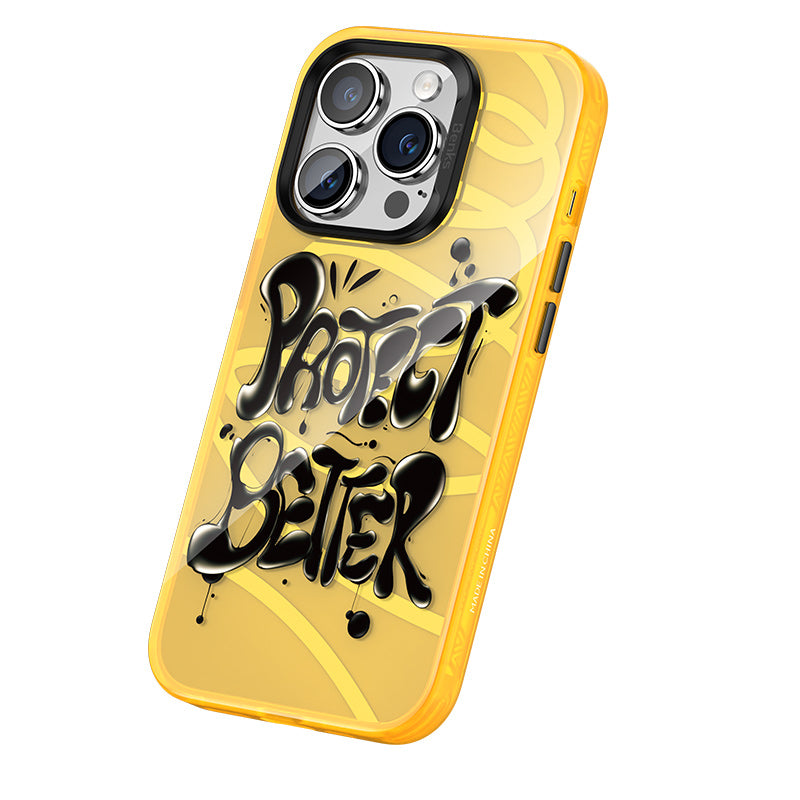 iPhone 14 Pro Max Kılıf Airbagli TPU Yazı Temalı Benks Dynamic New Kılıf Turuncu