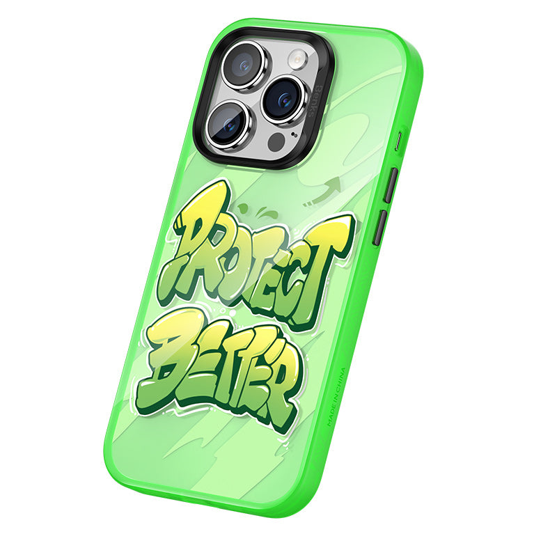 iPhone 14 Pro Max Kılıf Airbagli TPU Yazı Temalı Benks Dynamic New Kılıf Yeşil