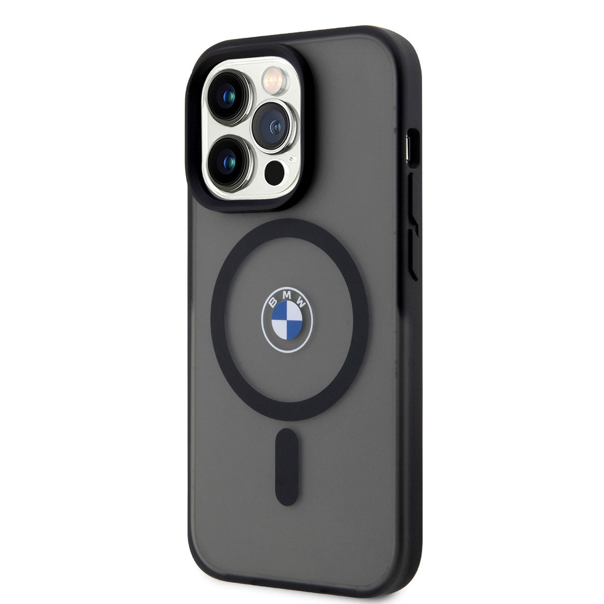 iPhone 14 Pro Max Kılıf BMW Magsafe Şarj Özellikli Transparan Logolu İmza Dizayn Kılıf Siyah