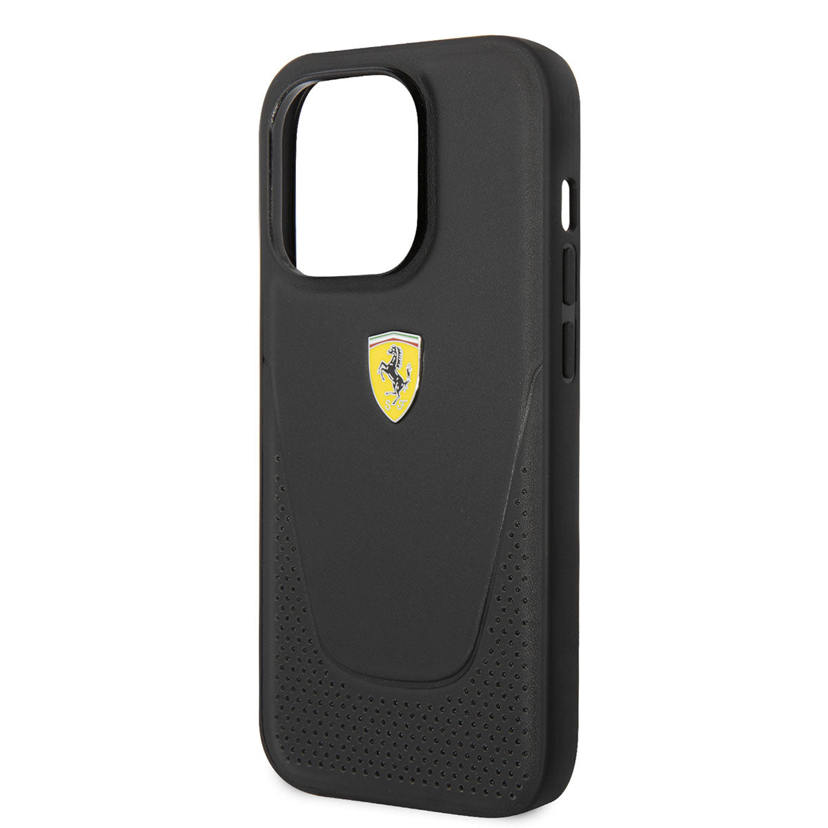 iPhone 14 Pro Max Kılıf Ferrari Deri Delikli Dizayn Kılıf Siyah