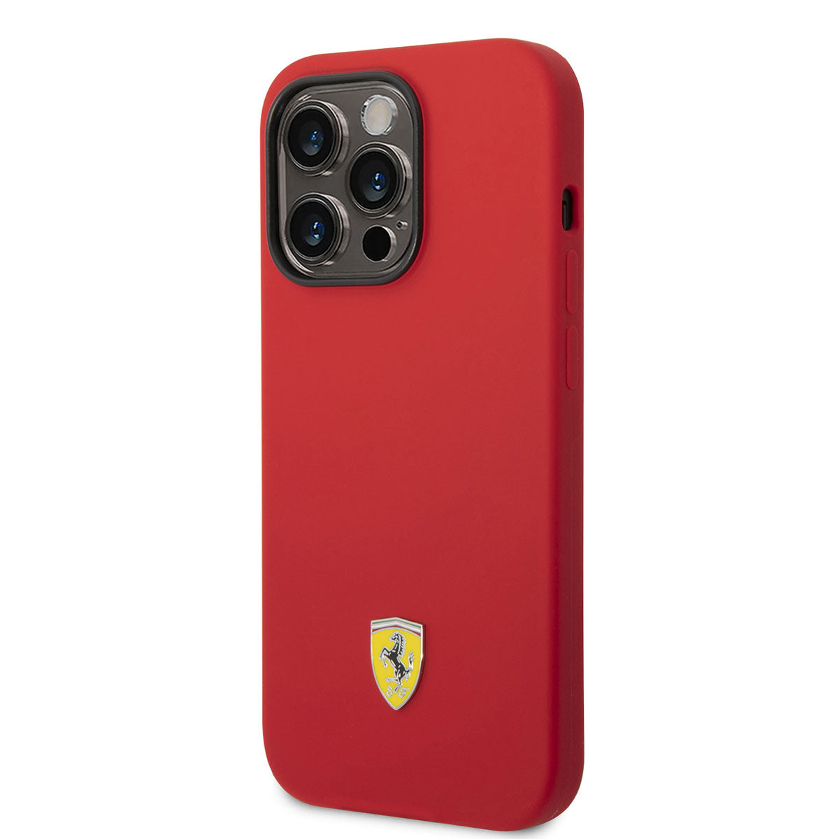 iPhone 14 Pro Max Kılıf Ferrari Magsafe Şarj Özellikli Silikon Metal Logo Dizayn Kılıf Kırmızı