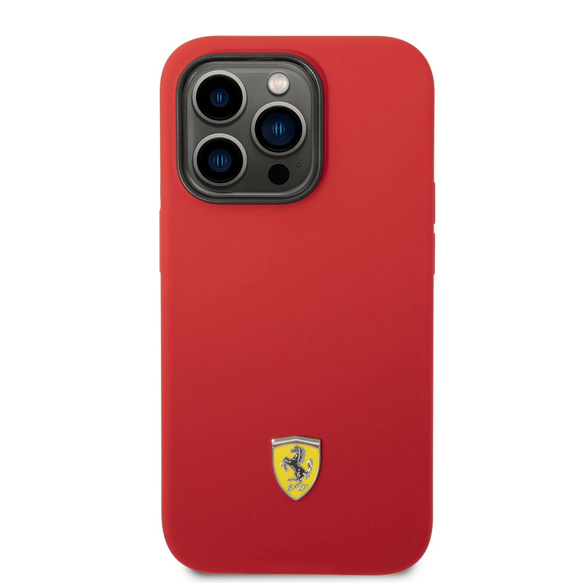 iPhone 14 Pro Max Kılıf Ferrari Magsafe Şarj Özellikli Silikon Metal Logo Dizayn Kılıf Siyah