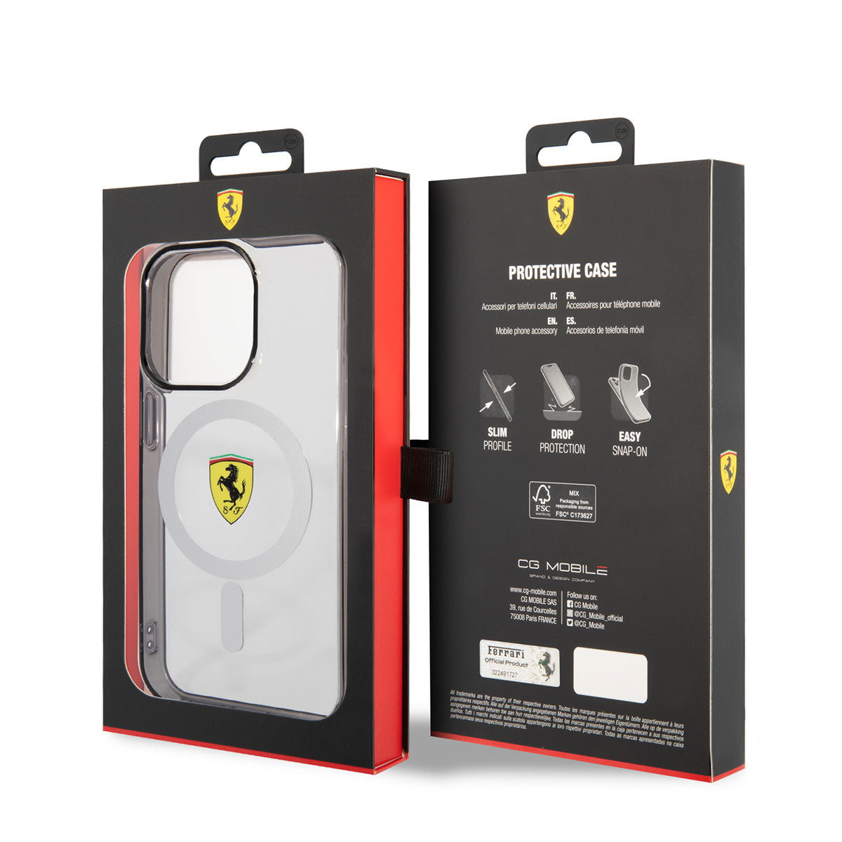 iPhone 14 Pro Max Kılıf Ferrari Magsafe Şarj Özellikli Transparan Dizayn Kılıf Renksiz