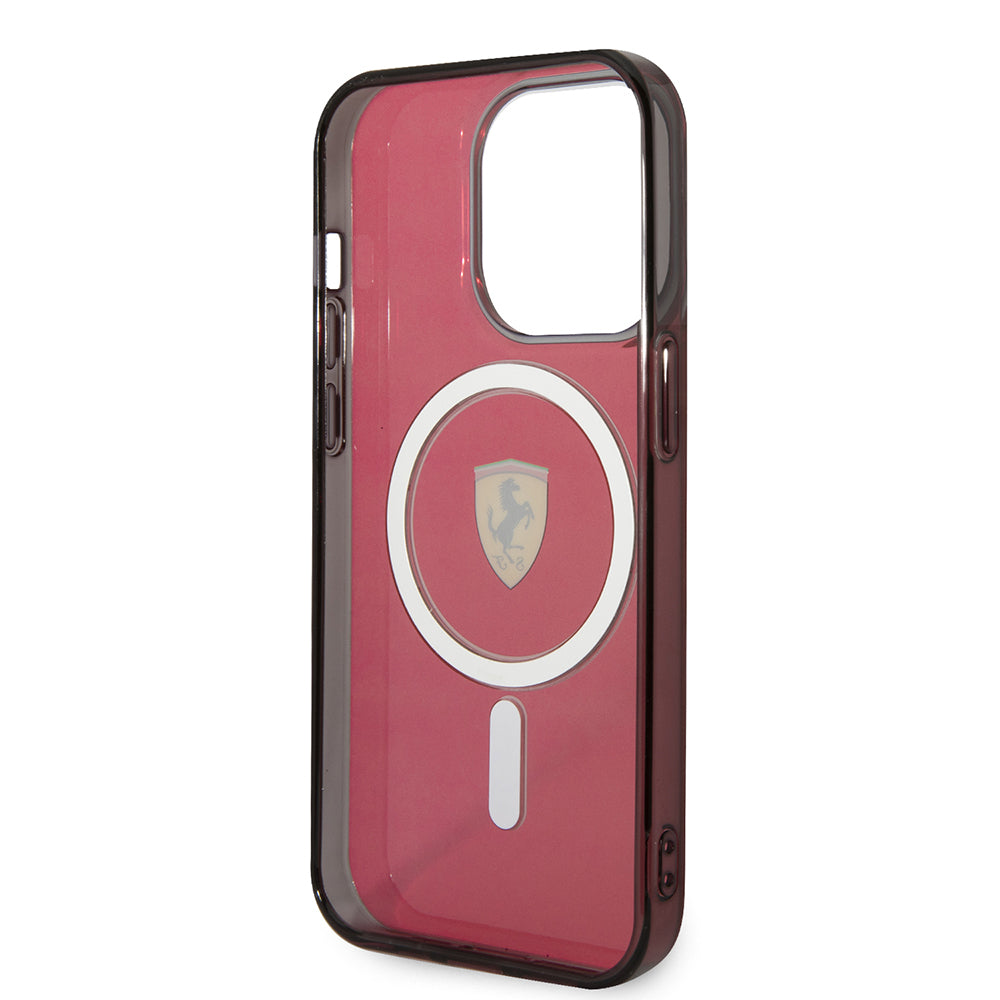 iPhone 14 Pro Max Kılıf Ferrari Magsafe Şarj Özellikli Yarı Transparan Dizayn Kılıf Sarı