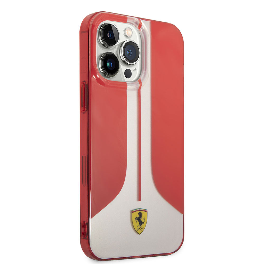 iPhone 14 Pro Max Kılıf Ferrari Orjinal Lisanslı 296 Çizgili Dizayn Kılıf Kırmızı