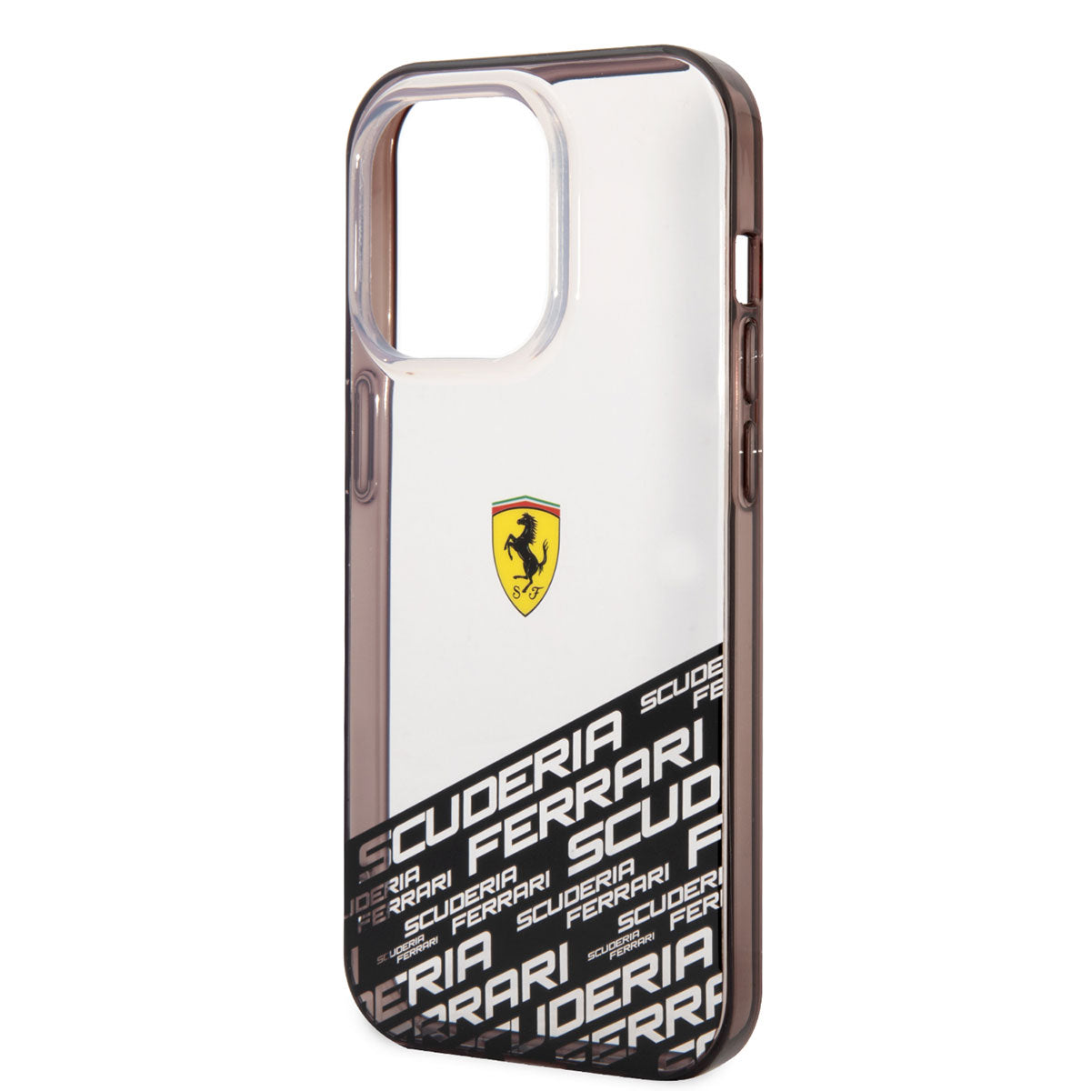 iPhone 14 Pro Max Kılıf Ferrari Transparan Alt Kısım Baskılı Dizayn Kılıf Gümüş