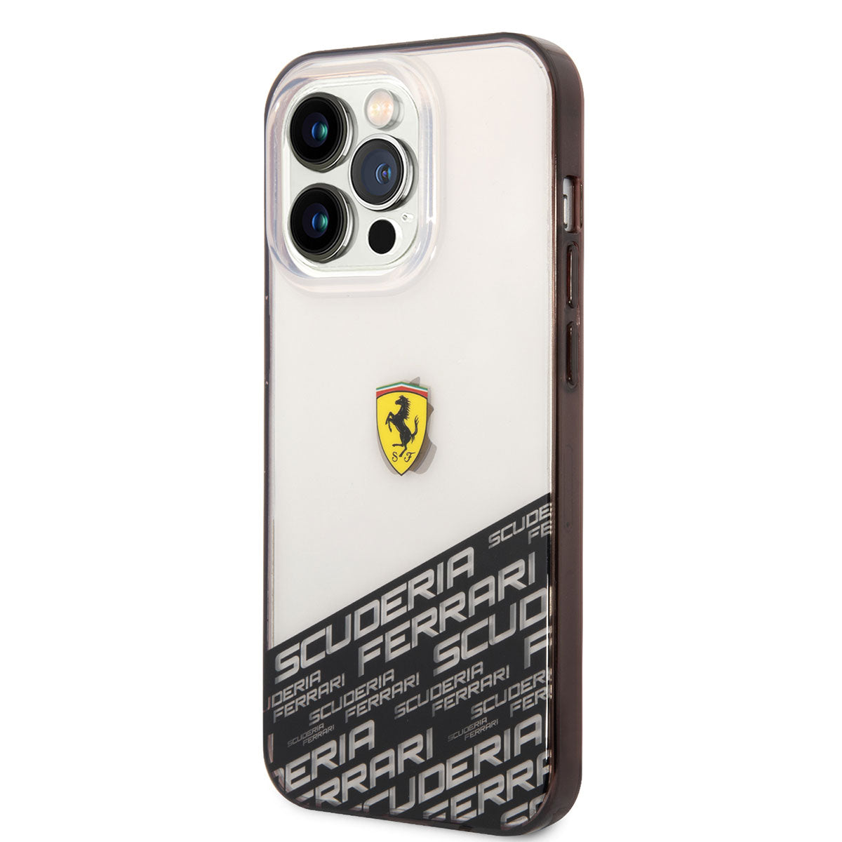 iPhone 14 Pro Max Kılıf Ferrari Transparan Alt Kısım Baskılı Dizayn Kılıf Gümüş