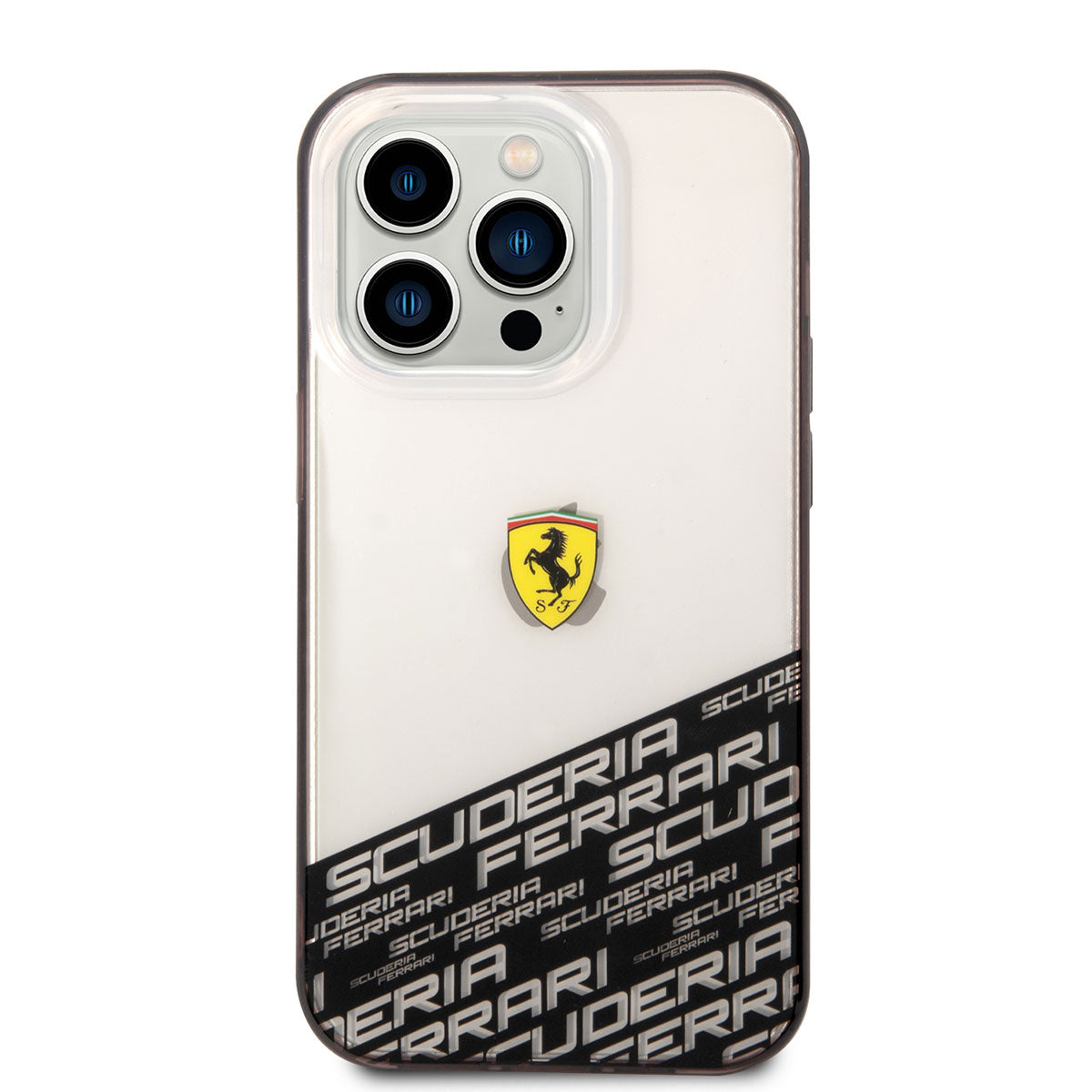 iPhone 14 Pro Max Kılıf Ferrari Transparan Alt Kısım Baskılı Dizayn Kılıf Gümüş
