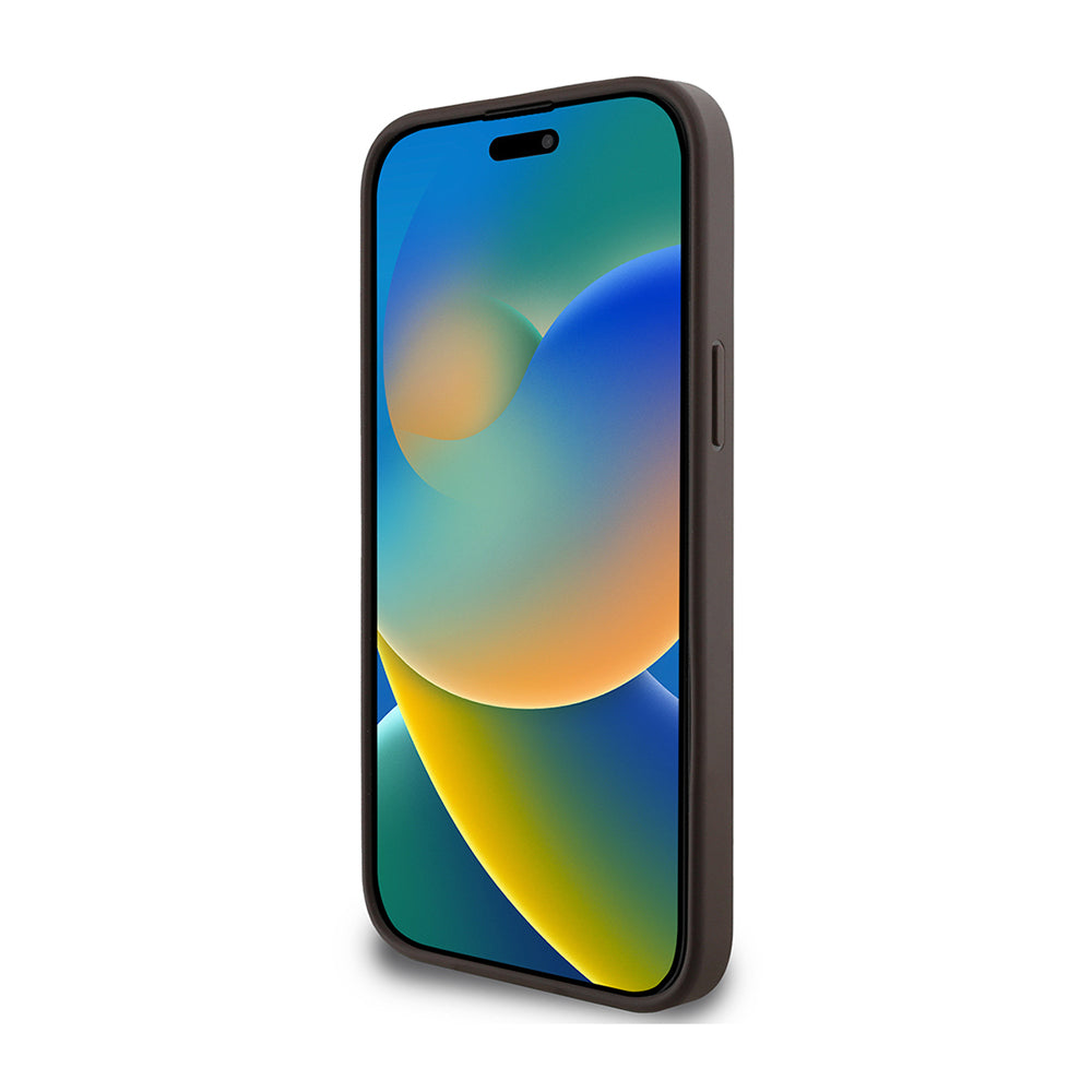 Apple iPhone 14 Pro Max Kılıf Guess Orjinal Lisanslı Magsafe Şarj Özellikli 4G Desen Yazı Logolu Kapak Kahverengi