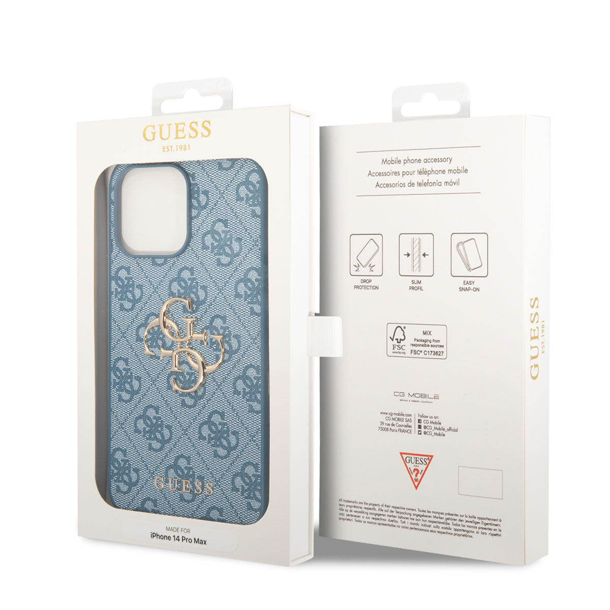 Apple iPhone 14 Pro Max Kılıf GUESS PU Deri Büyük Metal Logo Dizaynlı Kapak Kahverengi