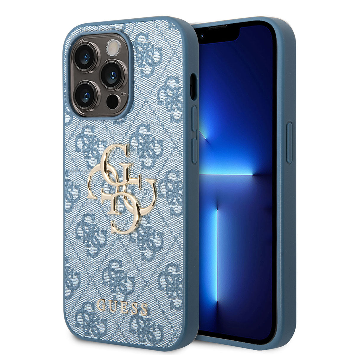 Apple iPhone 14 Pro Max Kılıf GUESS PU Deri Büyük Metal Logo Dizaynlı Kapak Kahverengi