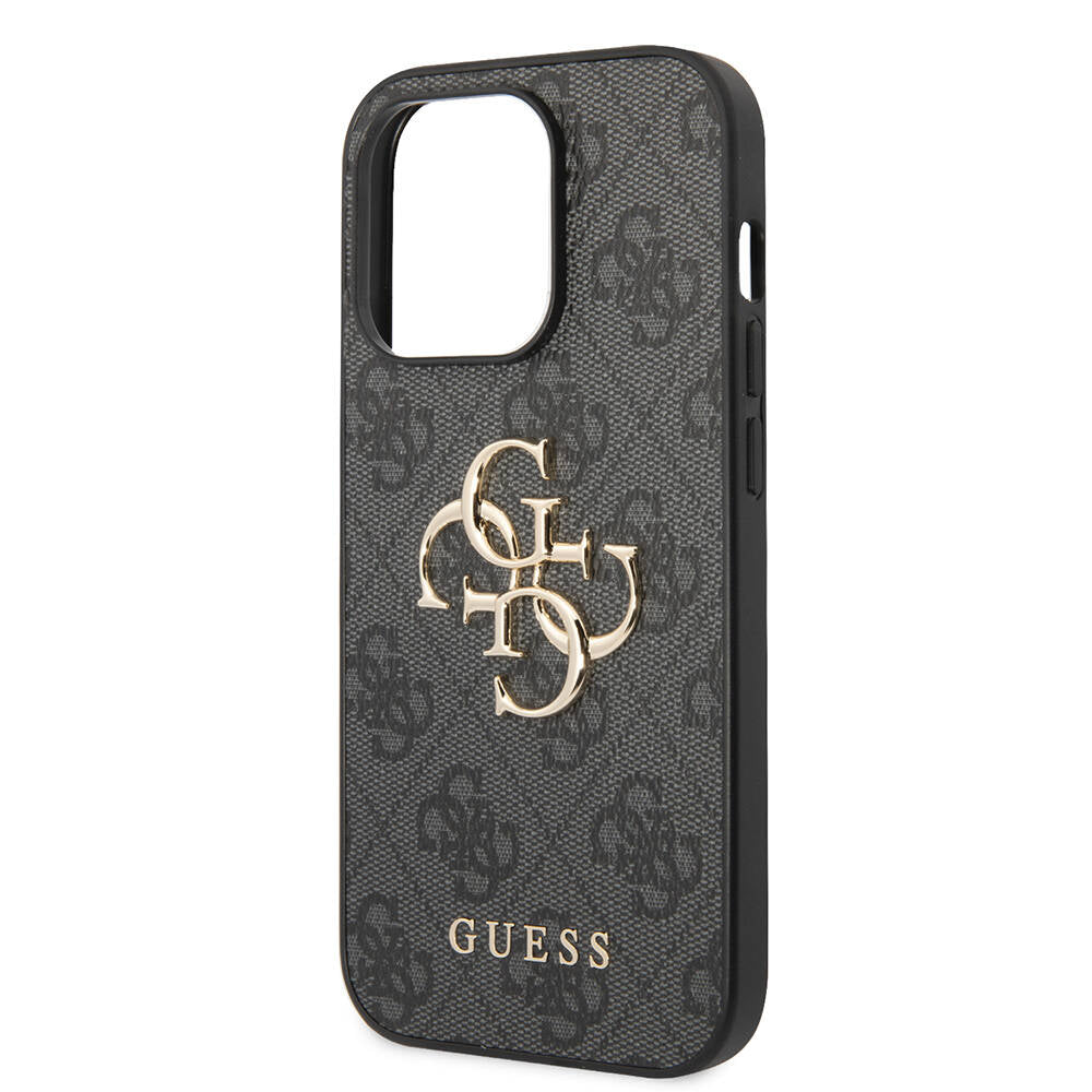 Apple iPhone 14 Pro Max Kılıf GUESS PU Deri Büyük Metal Logo Dizaynlı Kapak Pembe
