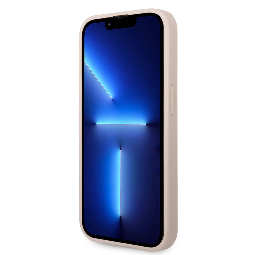 Apple iPhone 14 Pro Max Kılıf GUESS PU Deri Büyük Metal Logo Dizaynlı Kapak Pembe