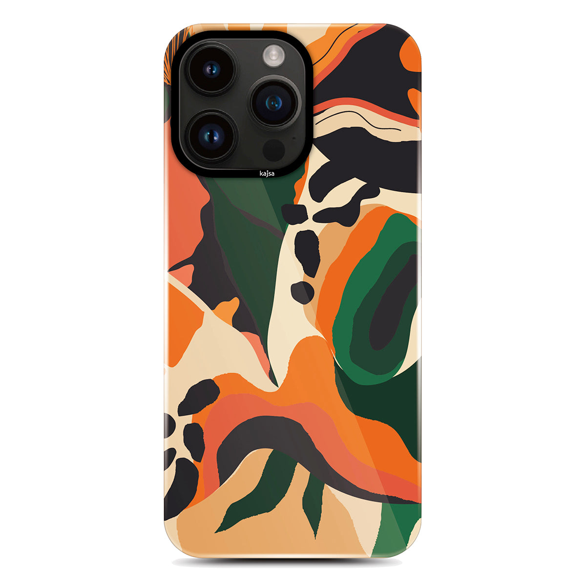 iPhone 14 Pro Max Kılıf HD Desenli Kajsa Shield Plus Flower Graphic Serisi Kılıf Turuncu