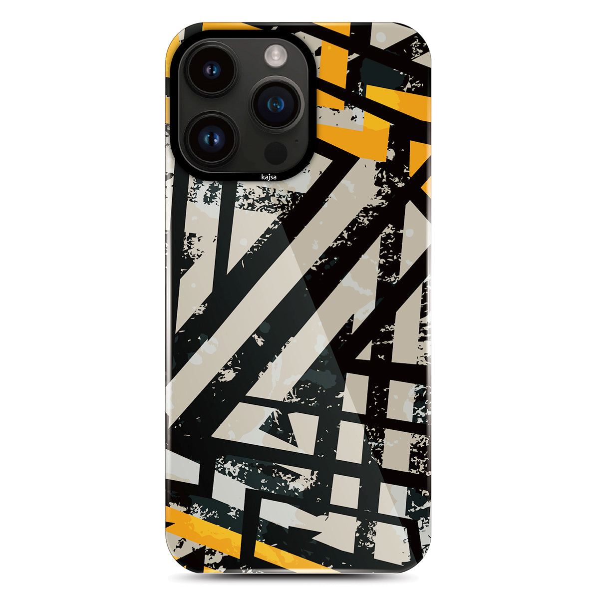 iPhone 14 Pro Max Kılıf HD Desenli Kajsa Shield Plus Grafiti Serisi Kılıf Gri