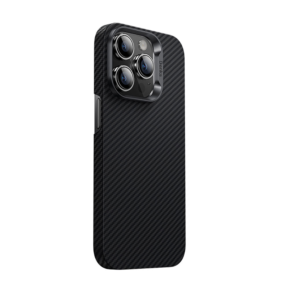 iPhone 14 Pro Max Kılıf Karbon Fiber Benks 600D Essential Kevlar Kılıf Siyah