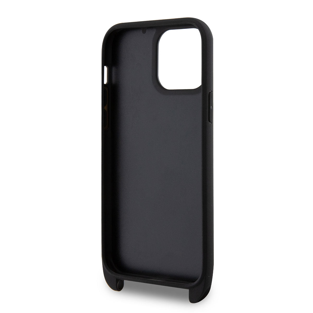 iPhone 14 Pro Max Kılıf Karl Lagerfeld Boyun Askılı Kartlıklı Choupette Dizayn Kılıf Siyah