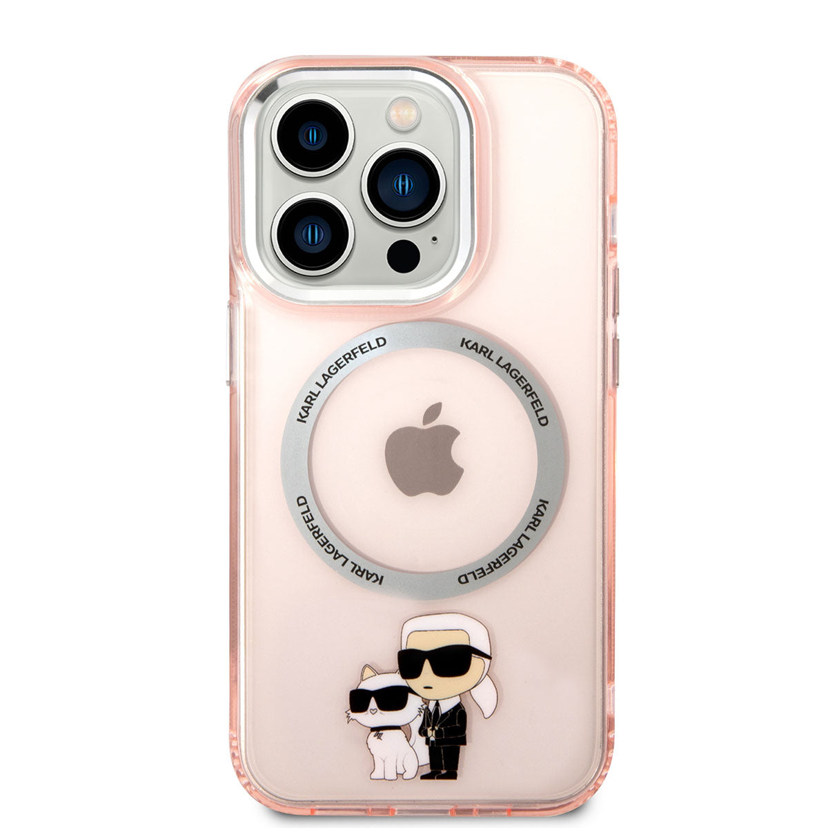 iPhone 14 Pro Max Kılıf Karl Lagerfeld Magsafe Şarj Özellikli K&C Dizayn Kılıf Pembe