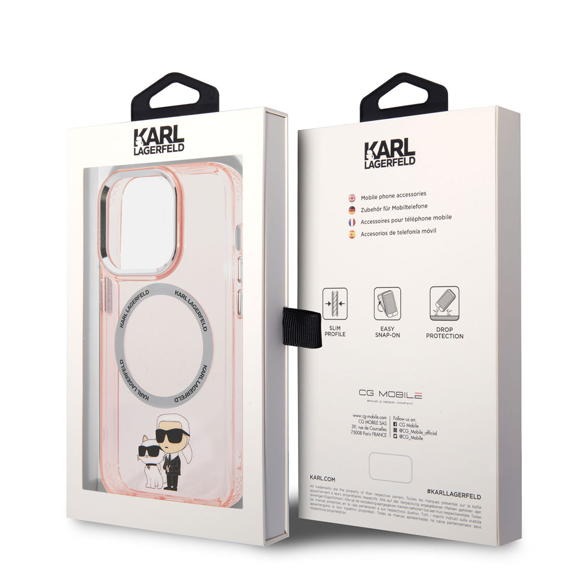 iPhone 14 Pro Max Kılıf Karl Lagerfeld Magsafe Şarj Özellikli K&C Dizayn Kılıf Pembe