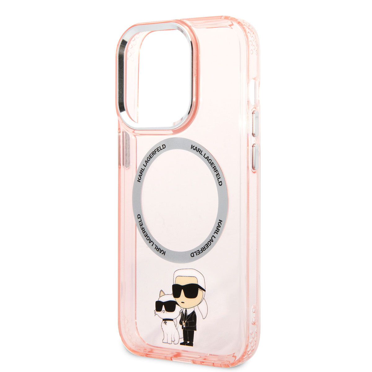 iPhone 14 Pro Max Kılıf Karl Lagerfeld Magsafe Şarj Özellikli K&C Dizayn Kılıf Pembe