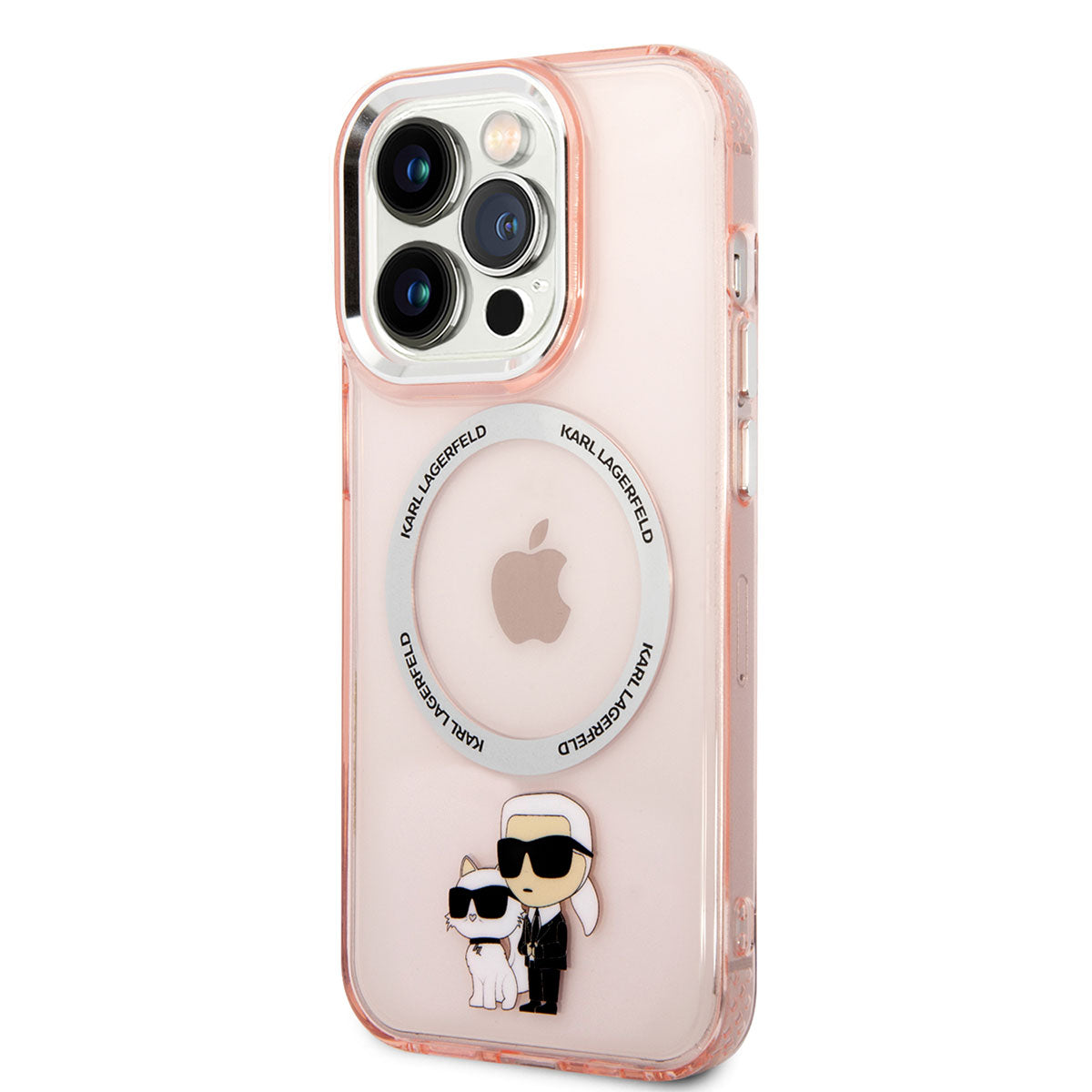 iPhone 14 Pro Max Kılıf Karl Lagerfeld Magsafe Şarj Özellikli K&C Dizayn Kılıf Pembe