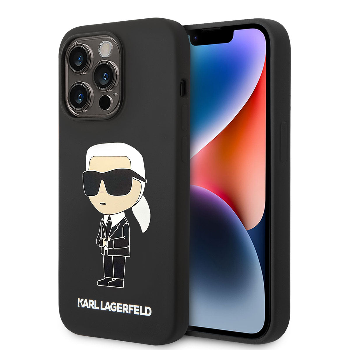 iPhone 14 Pro Max Kılıf Karl Lagerfeld Magsafe Şarj Özellikli Silikon Karl Dizayn Kılıf Siyah