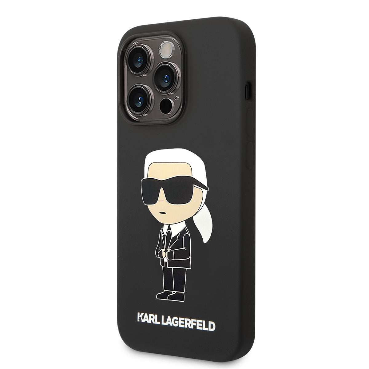 iPhone 14 Pro Max Kılıf Karl Lagerfeld Magsafe Şarj Özellikli Silikon Karl Dizayn Kılıf Siyah