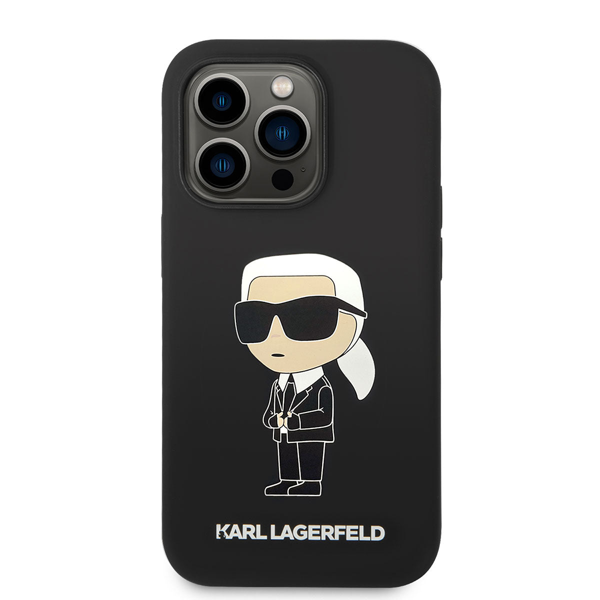 iPhone 14 Pro Max Kılıf Karl Lagerfeld Magsafe Şarj Özellikli Silikon Karl Dizayn Kılıf Siyah
