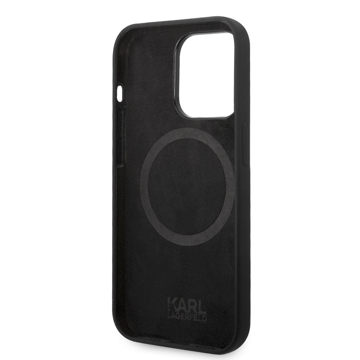 iPhone 14 Pro Max Kılıf Karl Lagerfeld Magsafe Şarj Özellikli Silikon Karl Dizayn Kılıf Siyah