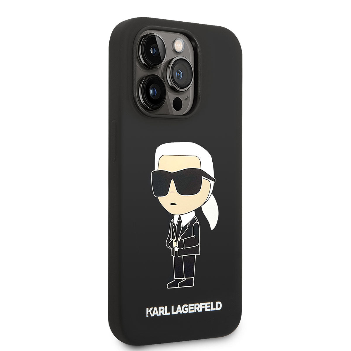 iPhone 14 Pro Max Kılıf Karl Lagerfeld Magsafe Şarj Özellikli Silikon Karl Dizayn Kılıf Siyah
