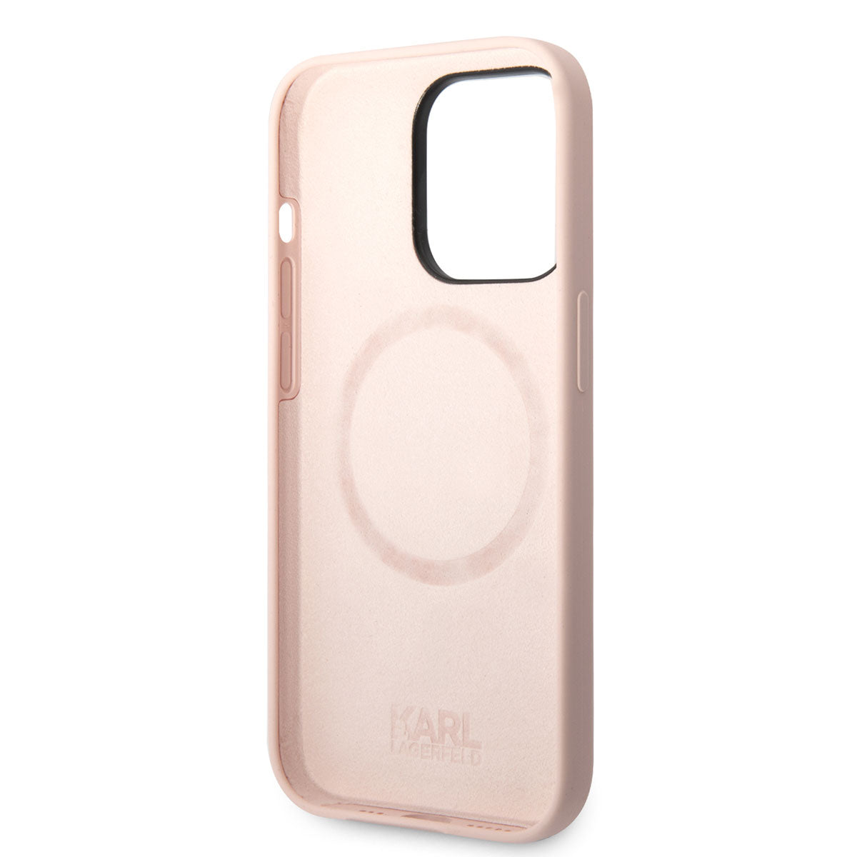 iPhone 14 Pro Max Kılıf Karl Lagerfeld Magsafe Şarj Özellikli Silikon K&C Dizayn Kılıf Pembe Açık