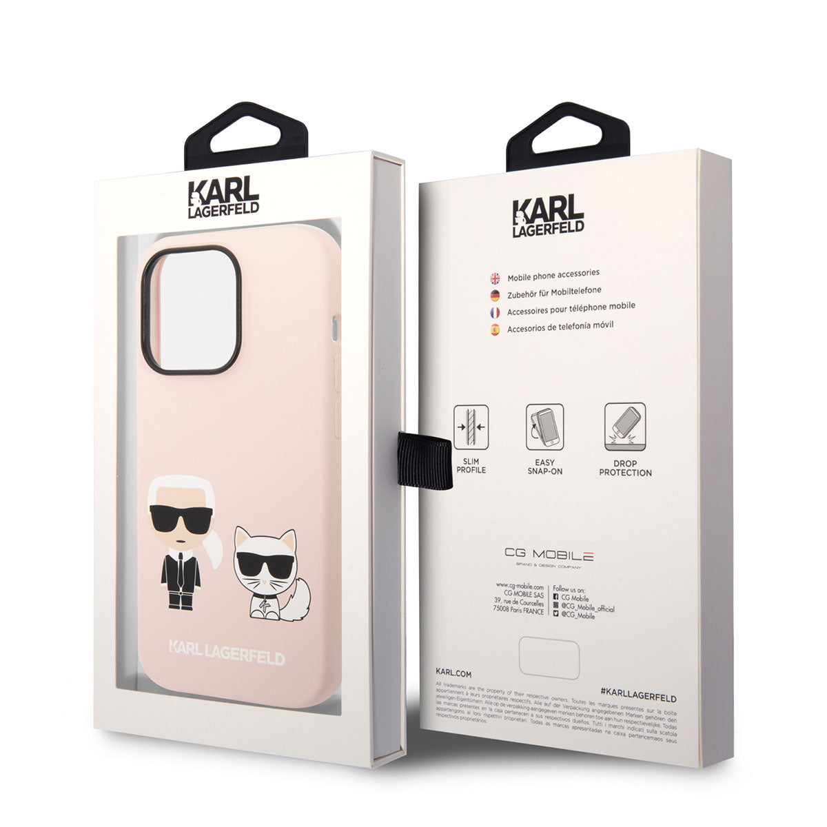 iPhone 14 Pro Max Kılıf Karl Lagerfeld Magsafe Şarj Özellikli Silikon K&C Dizayn Kılıf Pembe Açık