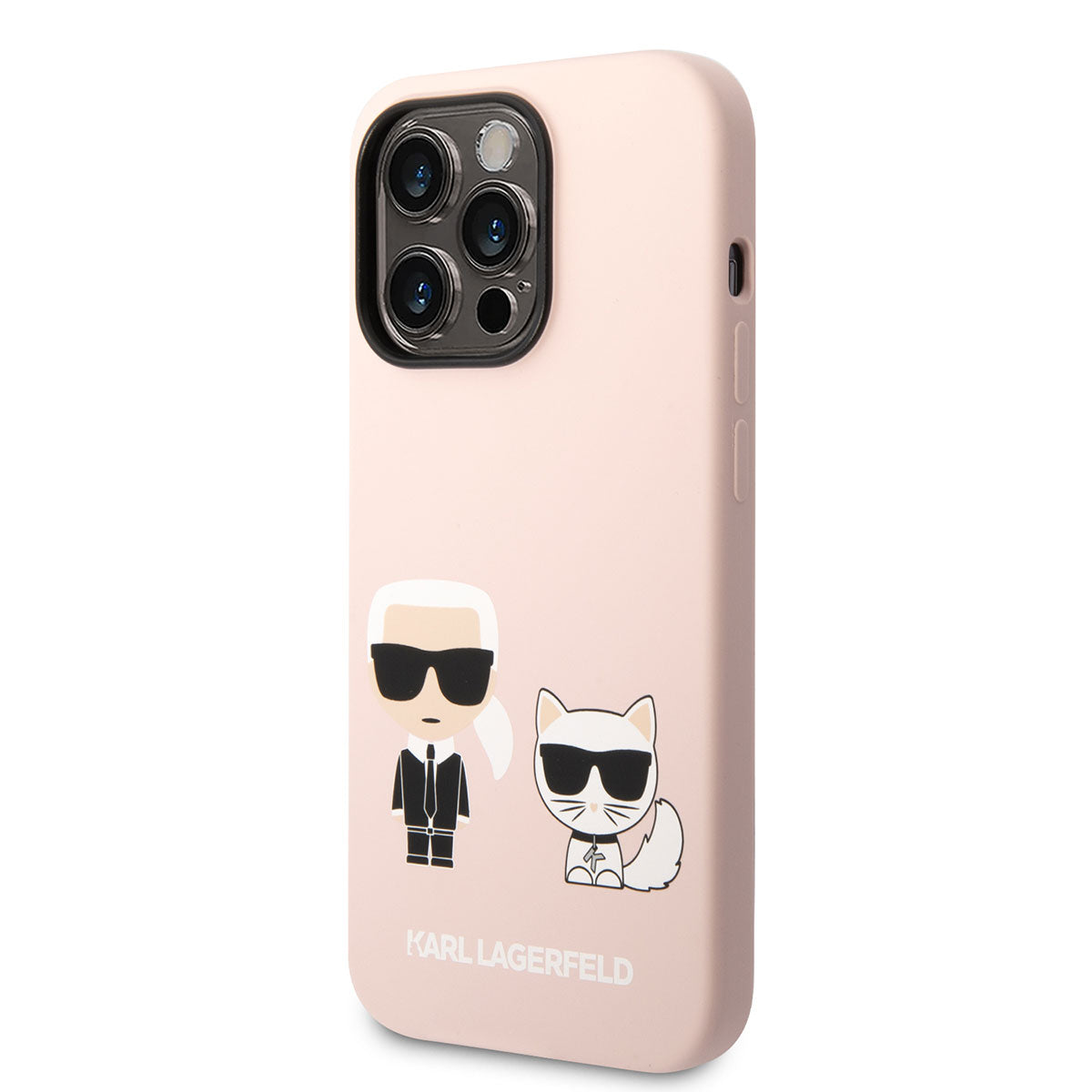 iPhone 14 Pro Max Kılıf Karl Lagerfeld Magsafe Şarj Özellikli Silikon K&C Dizayn Kılıf Pembe Açık