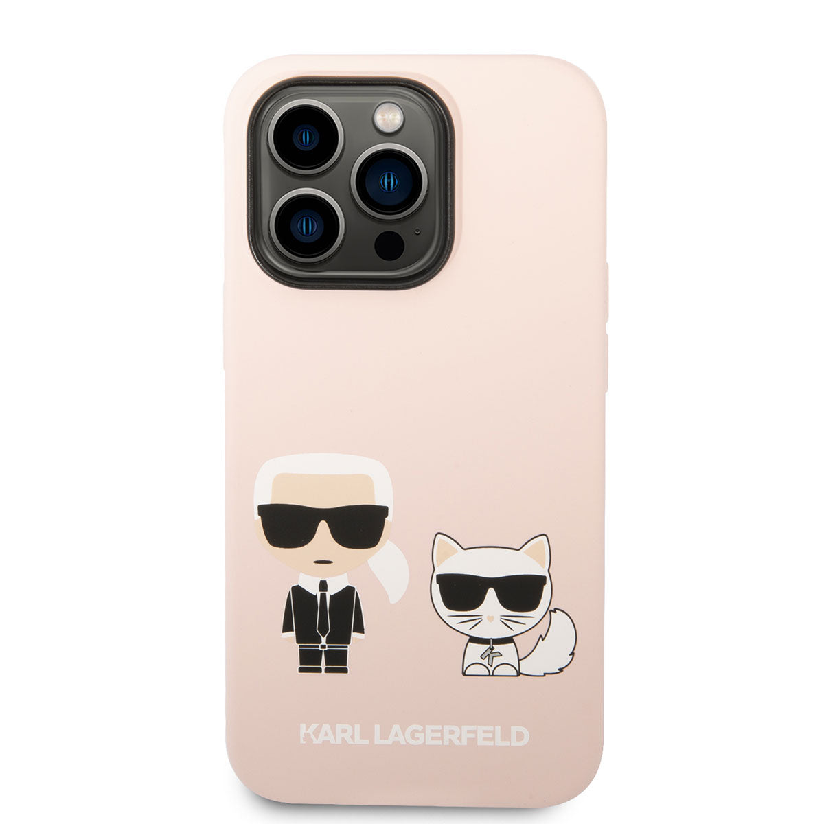 iPhone 14 Pro Max Kılıf Karl Lagerfeld Magsafe Şarj Özellikli Silikon K&C Dizayn Kılıf Pembe Açık