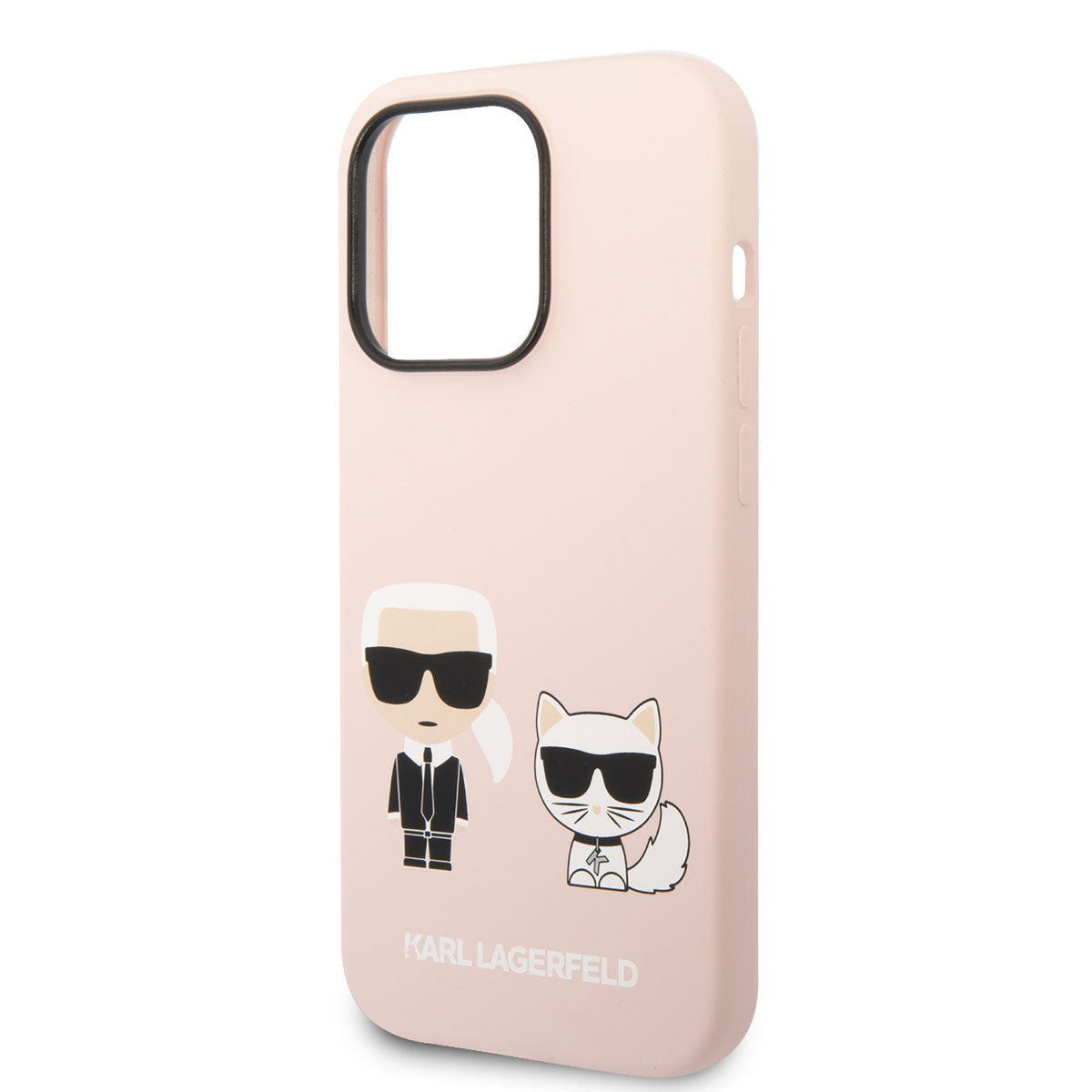 iPhone 14 Pro Max Kılıf Karl Lagerfeld Magsafe Şarj Özellikli Silikon K&C Dizayn Kılıf Pembe Açık