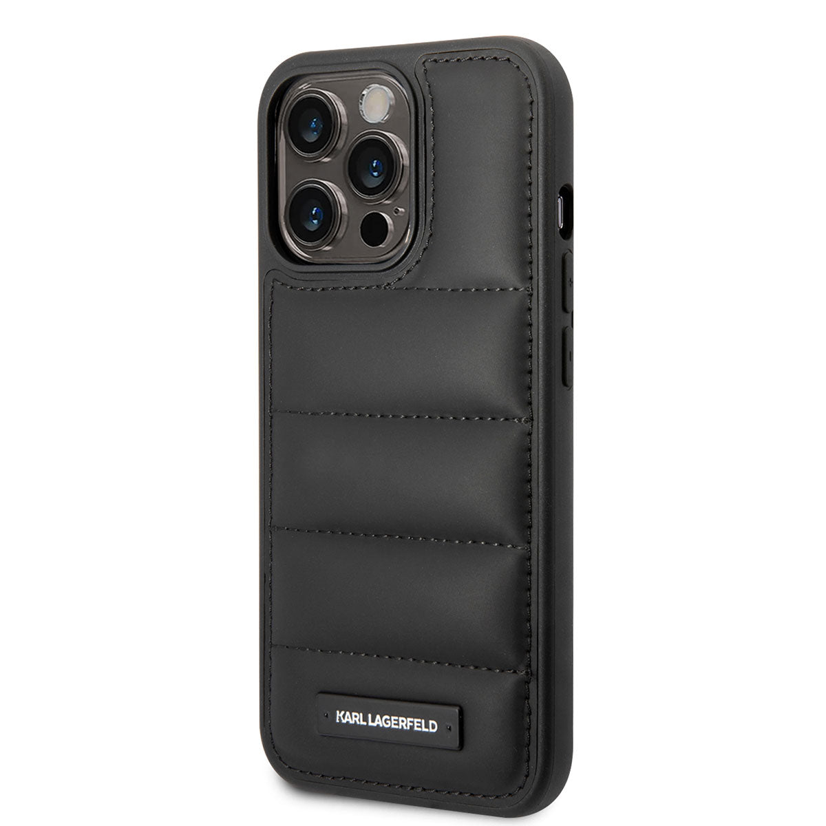 iPhone 14 Pro Max Kılıf Karl Lagerfeld Nylon Puffy Airbag Dizayn Kılıf Siyah