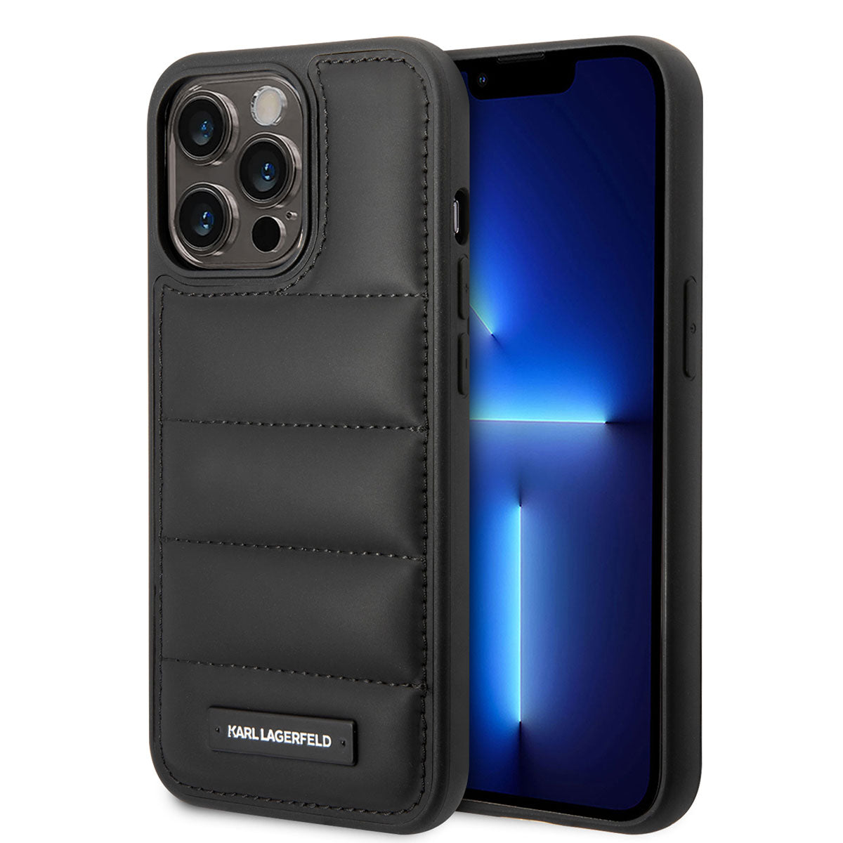 iPhone 14 Pro Max Kılıf Karl Lagerfeld Nylon Puffy Airbag Dizayn Kılıf Siyah