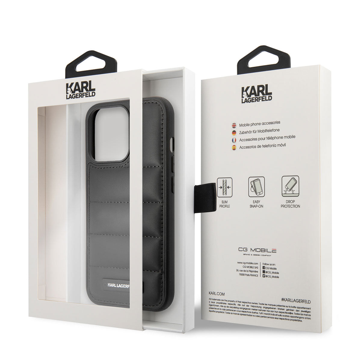 iPhone 14 Pro Max Kılıf Karl Lagerfeld Nylon Puffy Airbag Dizayn Kılıf Siyah