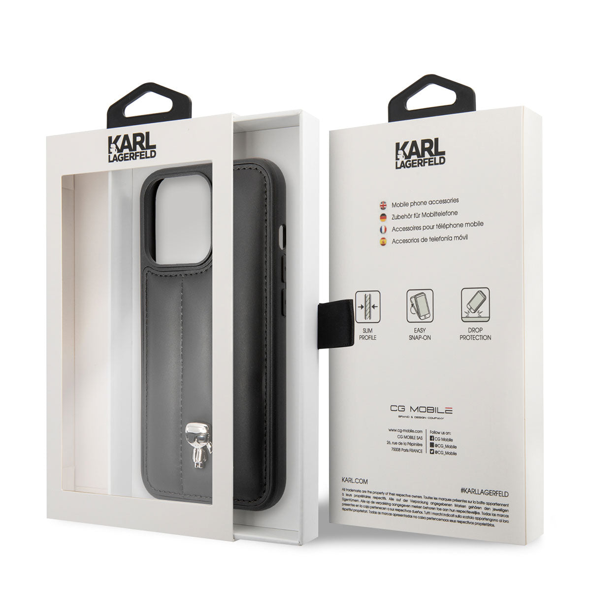 iPhone 14 Pro Max Kılıf Karl Lagerfeld Nylon Puffy Airbag Karl Dizayn Kılıf Siyah
