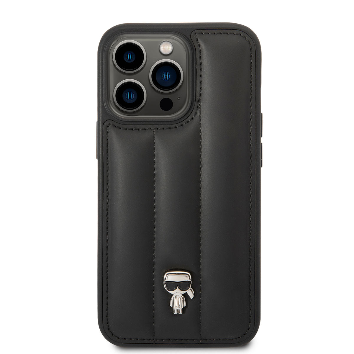 iPhone 14 Pro Max Kılıf Karl Lagerfeld Nylon Puffy Airbag Karl Dizayn Kılıf Siyah