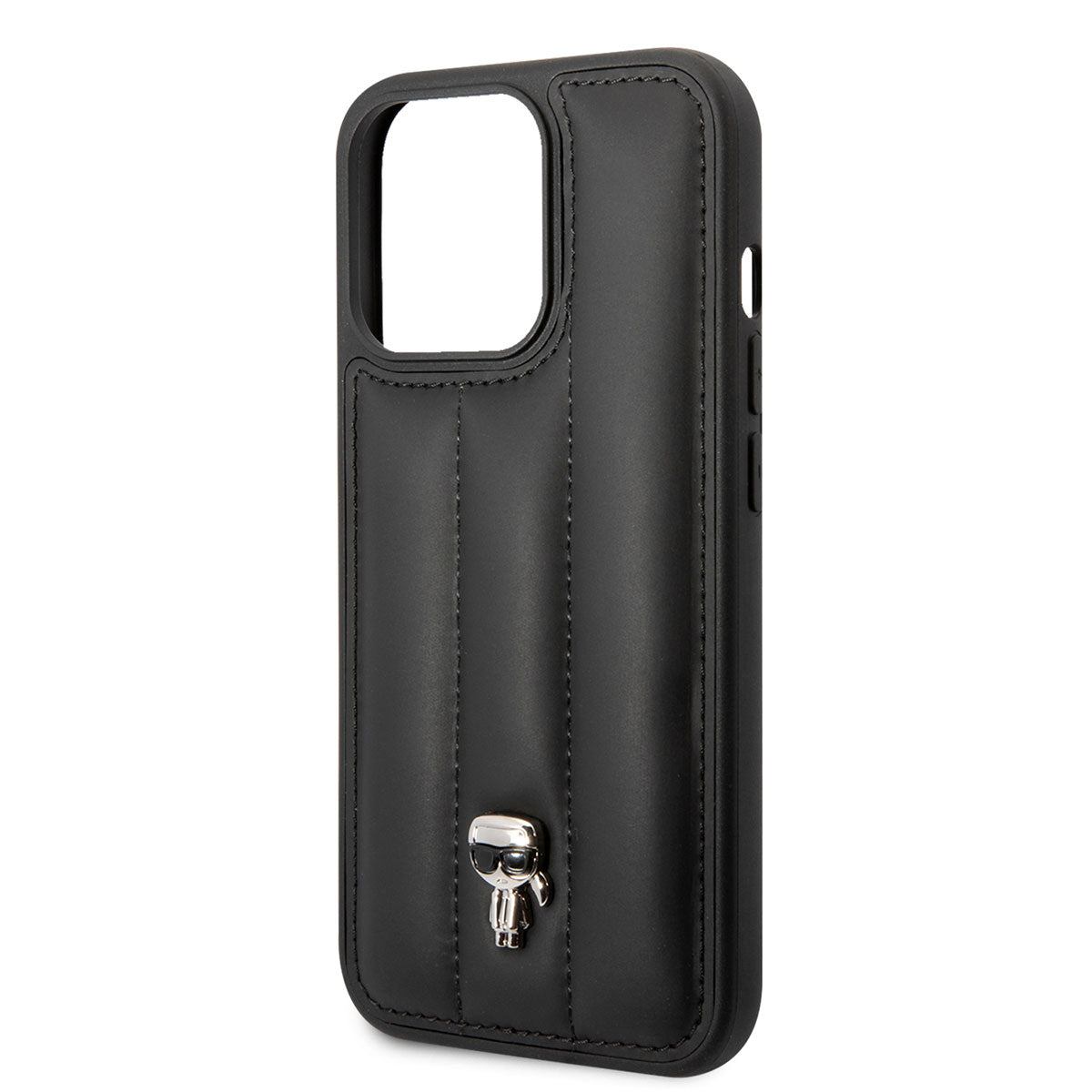 iPhone 14 Pro Max Kılıf Karl Lagerfeld Nylon Puffy Airbag Karl Dizayn Kılıf Siyah